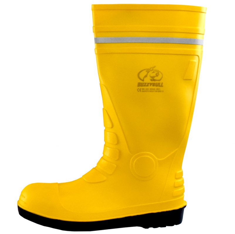 YELLOW SAFETY BOOT 38 cm รองเท้าบูทยาง หัวเหล็ก พื้นเหล็ก บนเหลืองพื้น